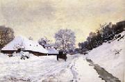 Claude Monet The Cart Snow-Covered Road at Honfleur oil painting artist